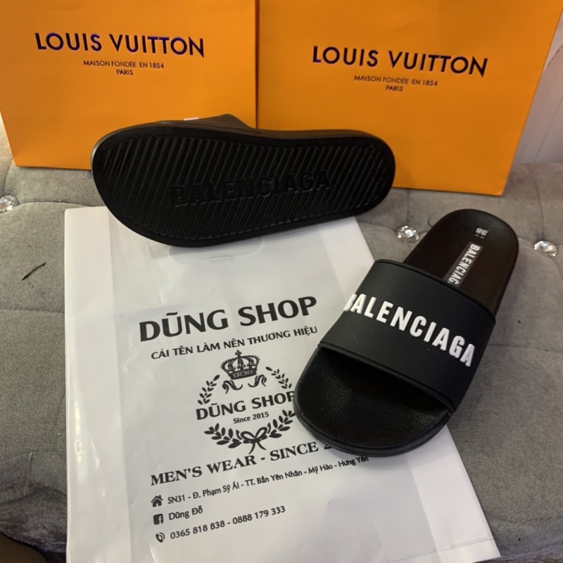 Dép Lê nam Balenciagaaa đế cao su có hộp - Dép nam quai cao su chữ nổi DL80