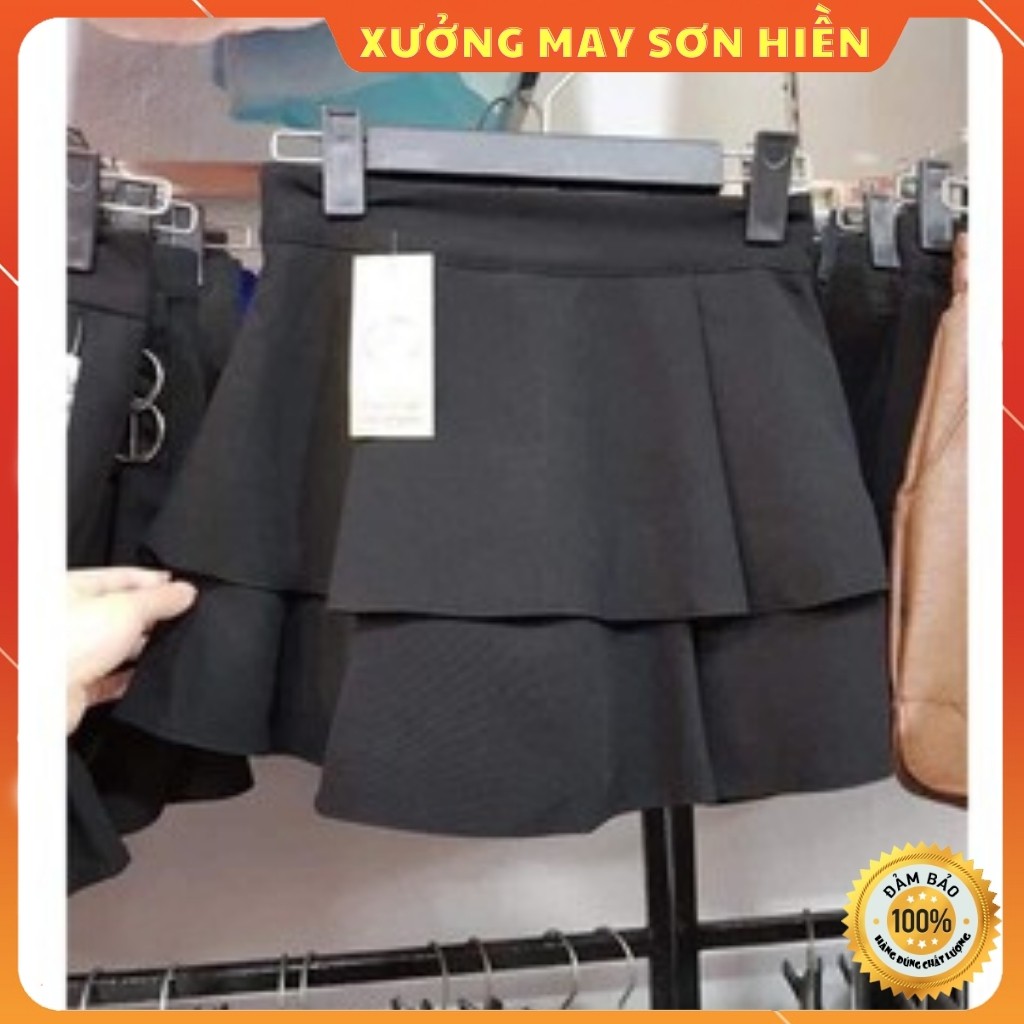 Chân Váy Hai Tầng ❤️ Siêu Xinh ❤️ Chân Váy Hai Tầng Vải UMI Co Giãn Có Quần Trong MS022 | BigBuy360 - bigbuy360.vn