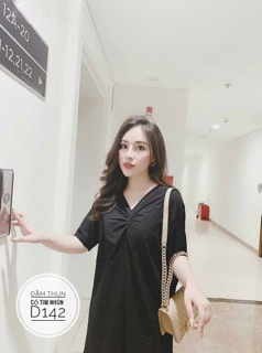 Bigsize Đầm thun cổ tim nhún D142