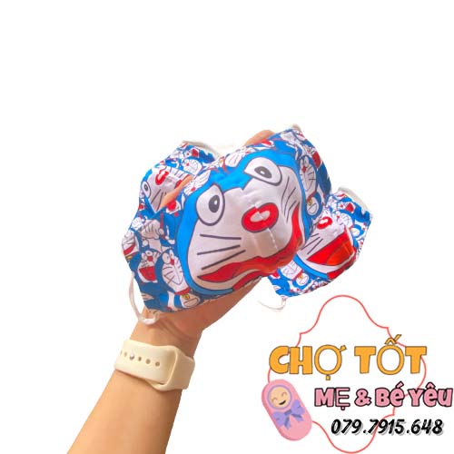 Khẩu Trang Vải Cotton 3 Lớp Mỏng Mát Cho Bé (doraemon)