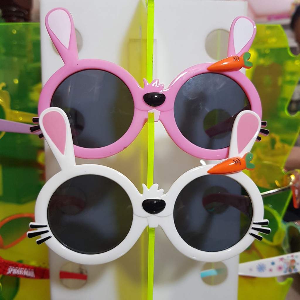Mắt kính mát gọng dẻo thỏ hồng chống tia UV cho bé gái