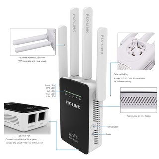 Kích sóng wifi 4 râu siêu mạnh PixLink WR09 chính hãng (có cổng LAN)