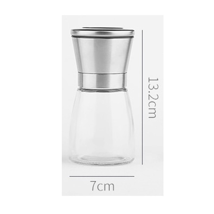 Lọ xay tiêu cầm tay nắp inox không gỉ hàng loại 1, dụng cụ xay hạt tiêu đa năng TT-HOME