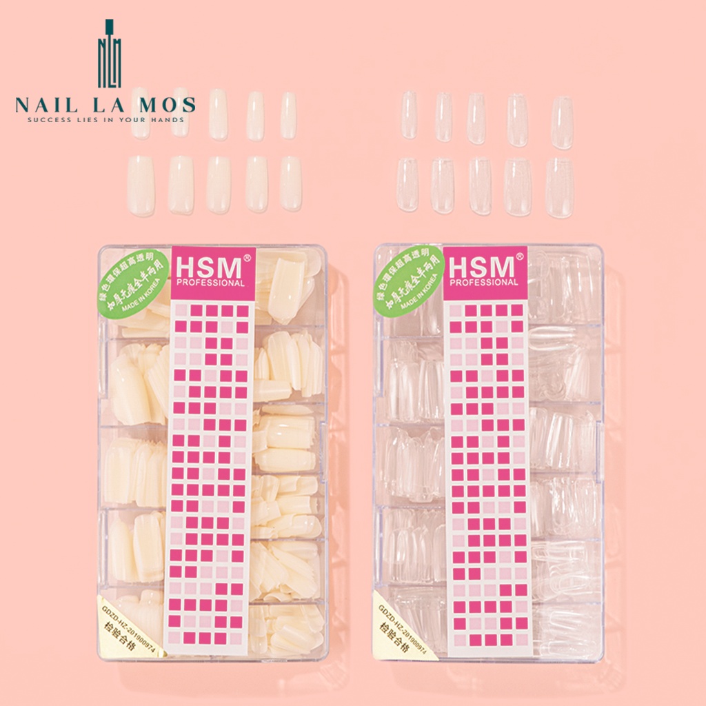 Móng úp HSM chính hãng - Hộp 500 móng ốp phom chuẩn đẹp không cần dũa
