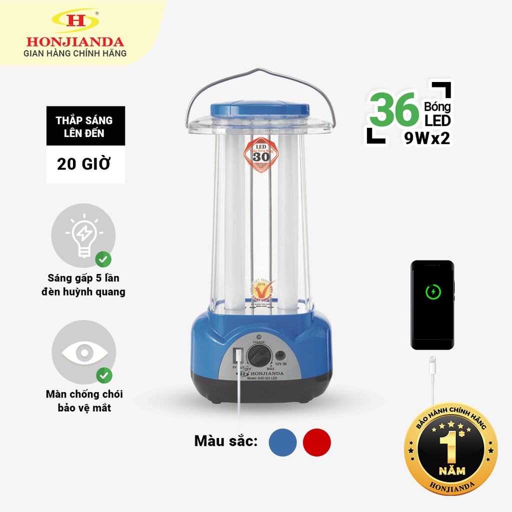 Đèn sạc tích điện đa năng Honjianda HJD-322 36 bóng LED siêu sáng