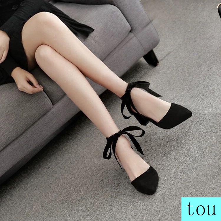Giày Cao Gót Mũi Nhọn Buộc Dây Thời Trang Mùa Hè Phong Cách Mới 2021 Cho Nữ