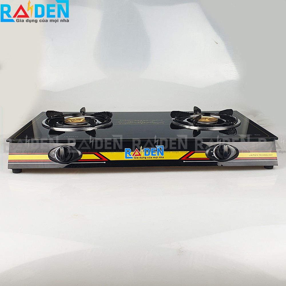 Bếp ga đôi Raiden RD-369 đầu đốt đồng, mặt kính cường lực