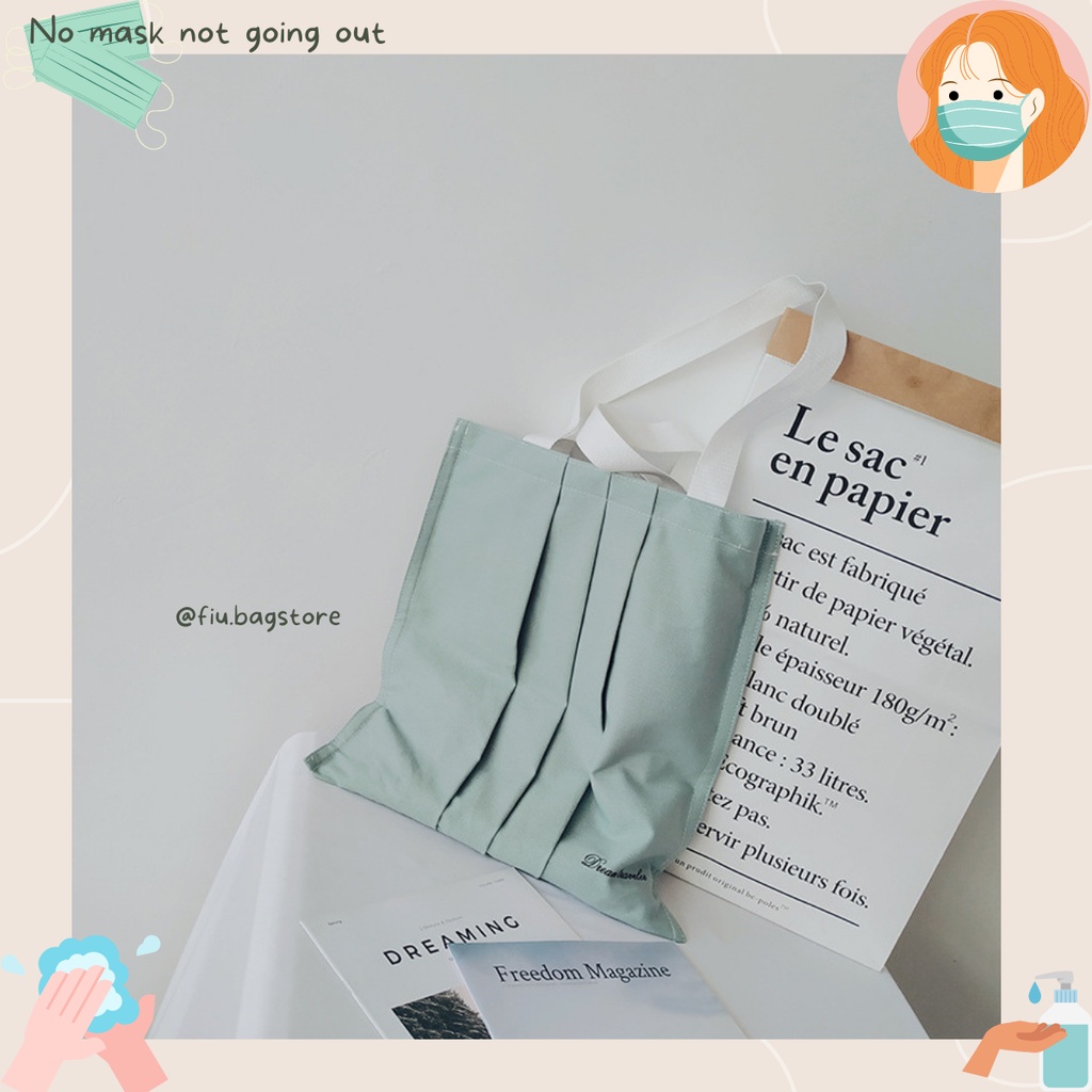 Túi Vải Túi Tote Mask Xanh Mint Fiu.bagstore