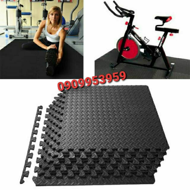 [G01] Thảm xốp vân khế màu xám đen 60×60×1cm lót sàn phòng tập gym, sàn nhà.. S029