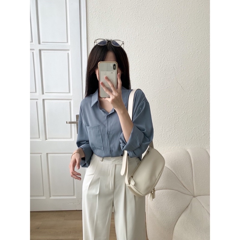 Áo sơ mi nữ tay bồng hàng QC loại 1 mã 1021 - hàng có sẵn