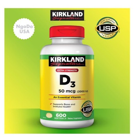 [Mã SR14MAY5 giảm 20K đơn 50K] Viên Uống Vitamin D3 2000IU Kirkland 600 viên