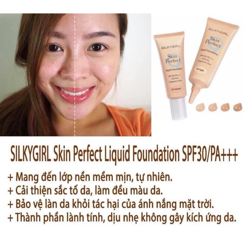 Kem nền Silky girl skin perfect spf30 25ml