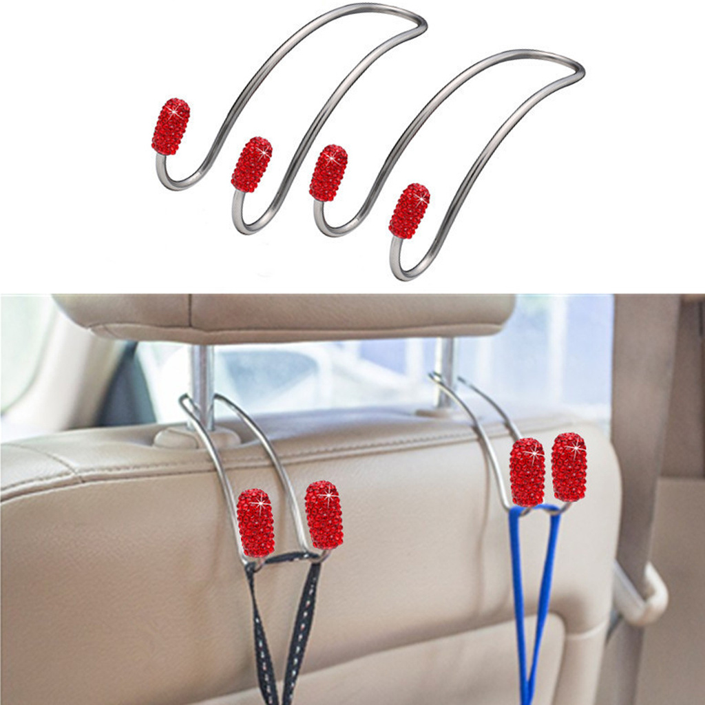 BOLILISHP 2Pcs Car Hooks Stainless Steel Multifunction Hangers Auto Backseat Storage Hooks Seat Back Organizer