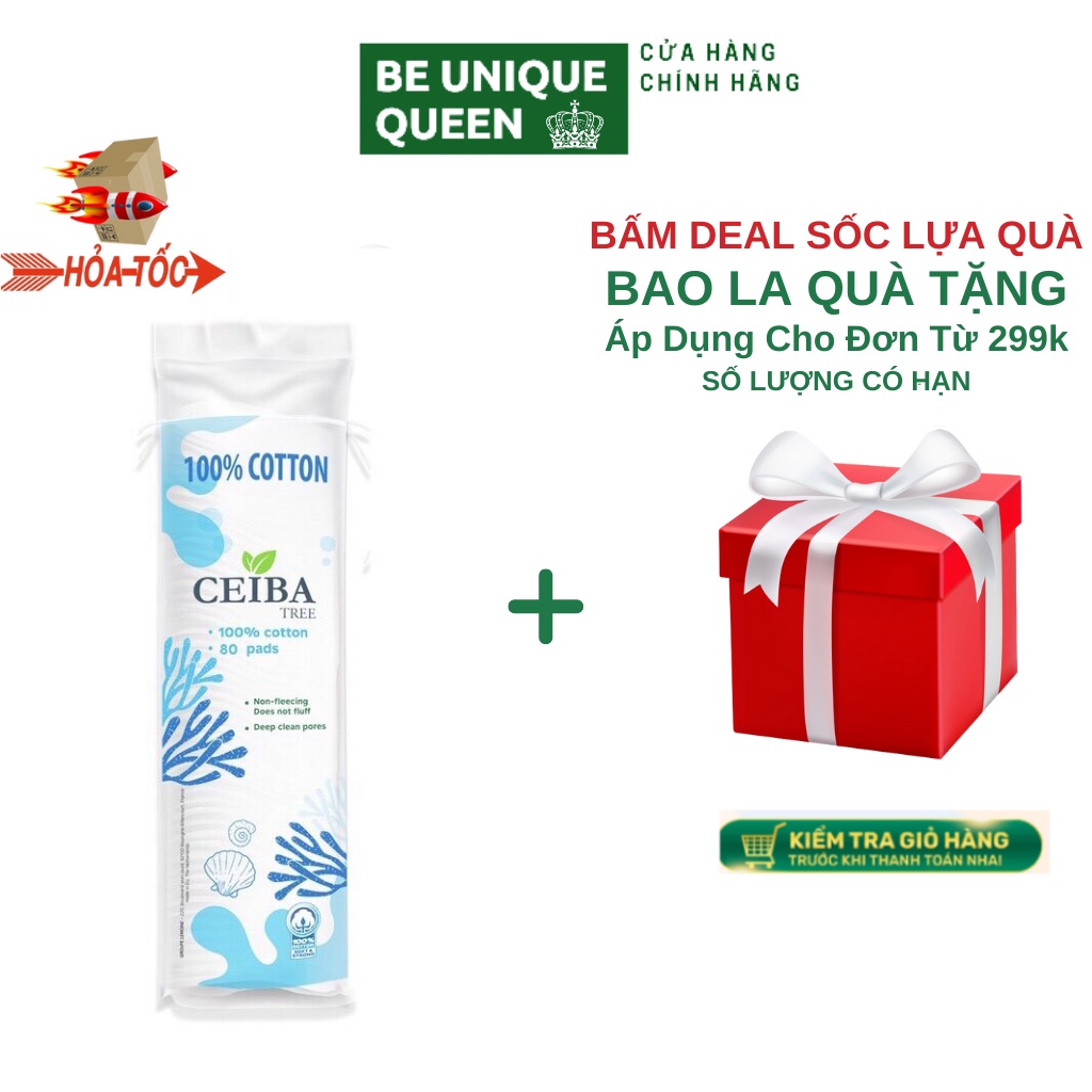 Bông Tẩy Trang Ceiba Organic An Toàn Cả Cho Da Nhạy Cảm (80 Miếng)