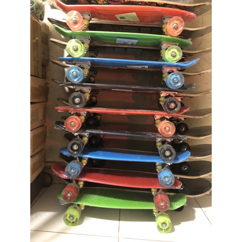 Ván trượt Skateboard Penny nhập khẩu cao cấp Bánh cao su đặc có đèn Led