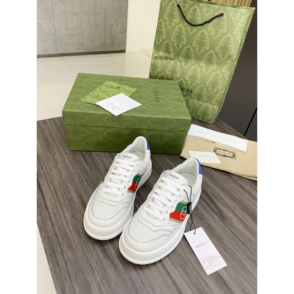 Giày sneaker nữ/nam thời trang da thật cao câó GUCCI GG GC đế dày cùng kiểu dáng trẻ trung