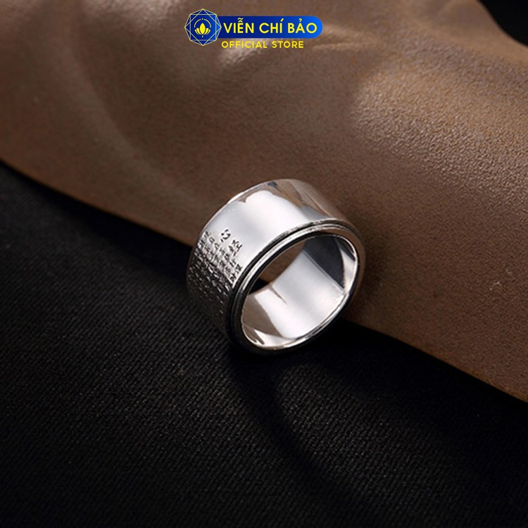 Nhẫn nam Bát Nhã Tâm Kinh bản xoay chất liệu bạc Thái 925 thời trang phụ kiện trang sức Viễn Chí Bảo N100803-11