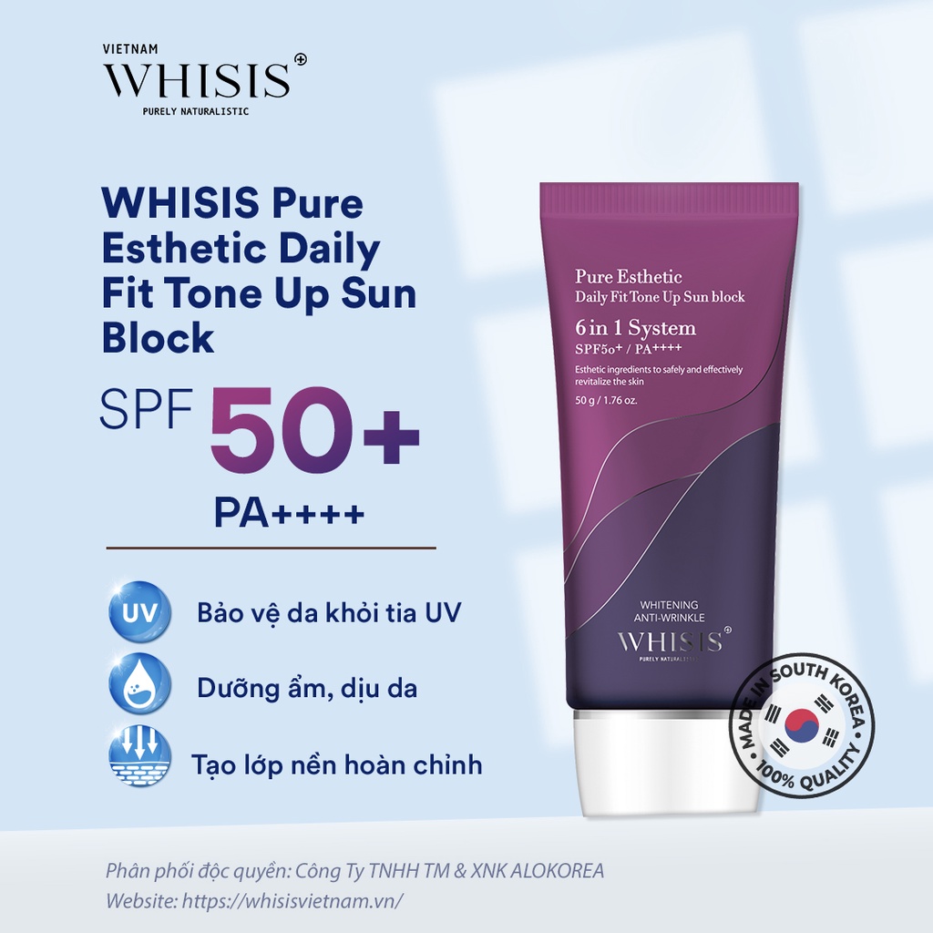 Bộ Đôi Kem Chống Nắng Nâng Tone Hàn Quốc Cao Cấp Face &amp; Body Whisis (SPF50+/PA++++) Hàng Ngày Dành Cho Mọi Loại Da