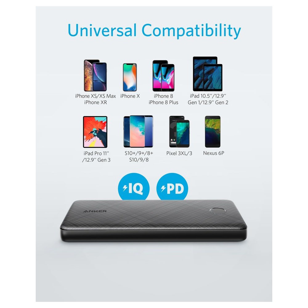 [Mã 159ELSALE hoàn 7% đơn 300K] Pin Sạc Dự Phòng Anker PowerCore Slim 10000mAh USB-C Power Delivery PD A1231