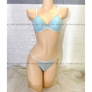 [SALE] Đồ lót nữ sexy gợi cảm màu xanh da trời có mút mỏng gồm áo + quần (hình thật 100%)