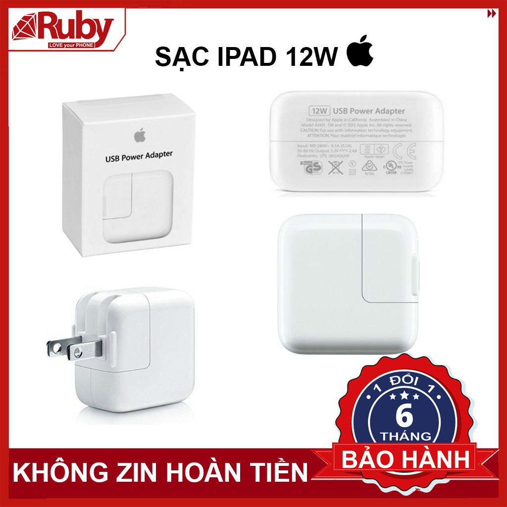 [BH 1 ĐỔI 1] CỦ SẠC IPAD 12W ZIN SẠC NHANH IPHONE BÓC MÁY CHÍNH HÃNG APPLE IPAD 1 2 3 4,IPad PRO,AIR,MINI. BH 12 tháng