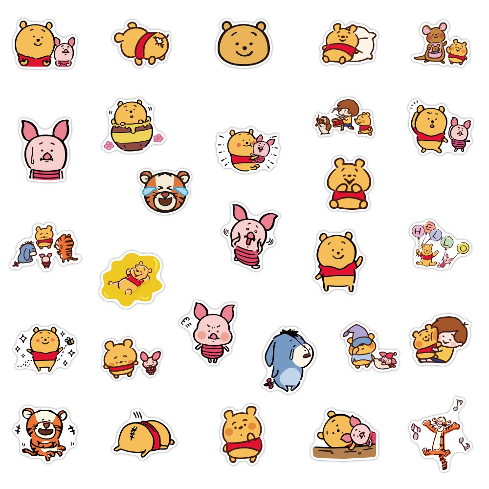 Set 100 / 50 Miếng Dán Hình Gấu Hoạt Hình Dễ Thương Trang Trí Đa Ứng Dụng