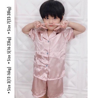 ( Trẻ Em ) Đồ Bộ Pijama Lụa viền Bèo Em Bé Đùi