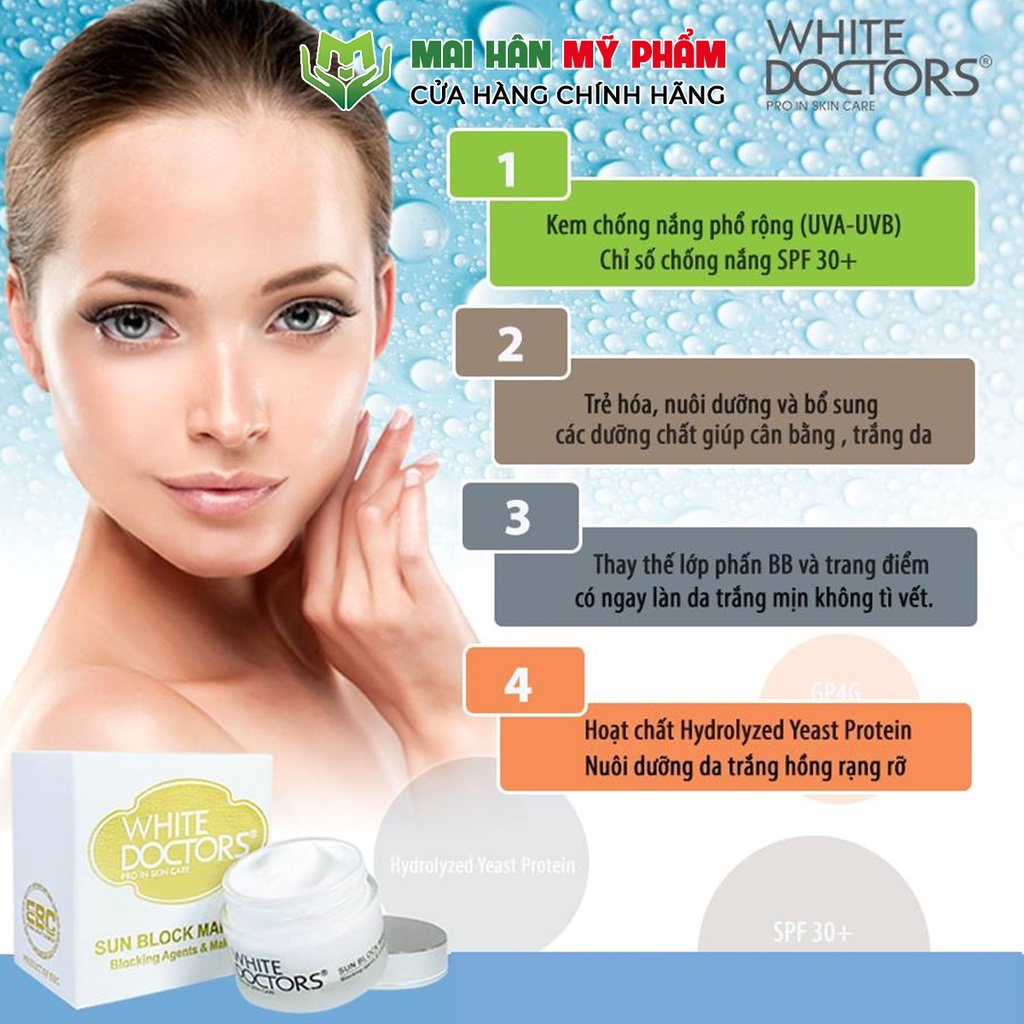 Kem chống nắng trang điểm mặt White Doctors Sun Block Makeup 40g - Mỹ Phẩm Mai Hân