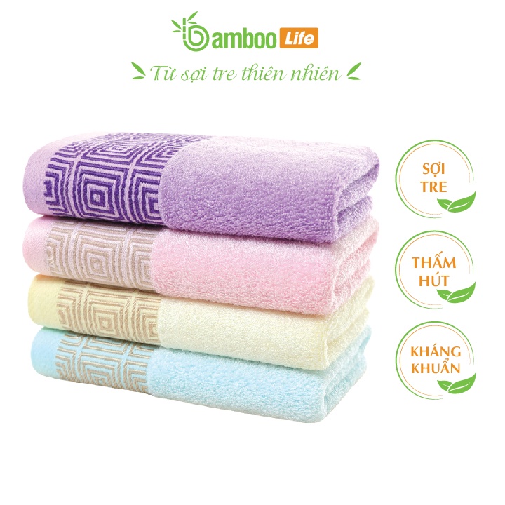 Khăn tắm sợi tre Bamboo Life BL046 lau người đội đầu mềm mại, thấm hút tốt, an toàn sử dụng kể cả với da bé sơ sinh