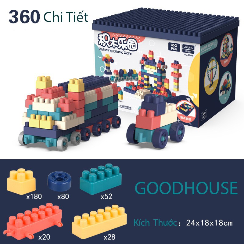 Bộ xếp hình lego chi tiết- Đồ chơi lắp ghép phát triển trẻ toàn diện có phân loại 260ct, 360ct, 520ct