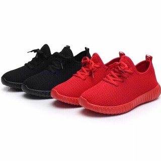 Giày nữ [ Freeship ] Giày thể thao nữ da cá thoáng khí đế mềm tròn màu đỏ đen