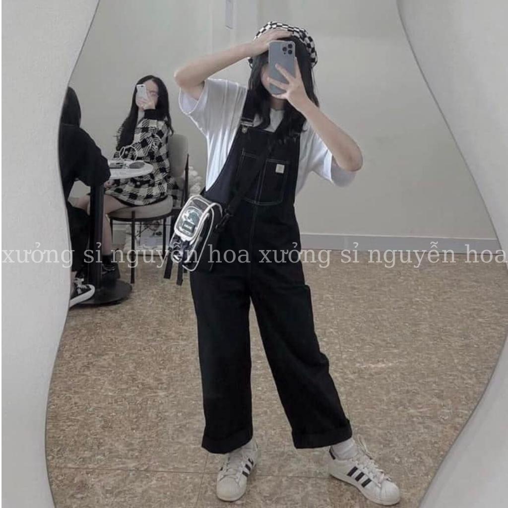 Quần yếm chỉ nổi ống rộng form dáng unisex nam nữ mặc được phong cách hàn quốc trẻ trung năng động