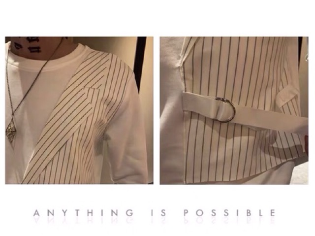 Áo thun nỉ mix nửa thân vét