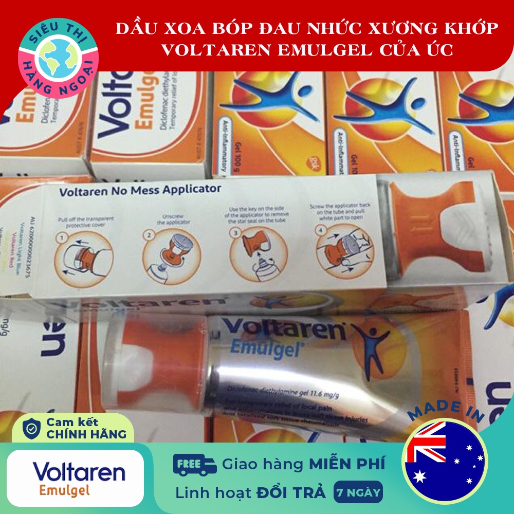 Dầu xoa bóp Voltaren Emulgel Tuýp 100gor75g Australia[Giảm đau và sưng, tổn thương gân, dây chằng, cơ và khớp]