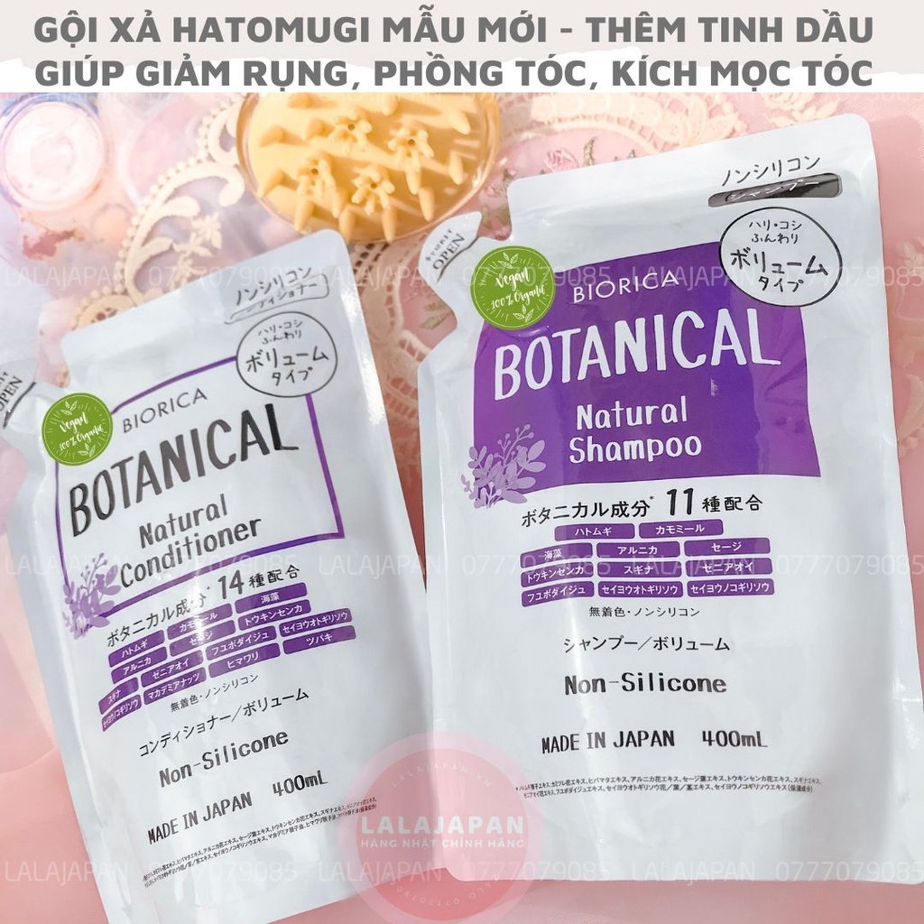 [MẪU MỚI] Gội xả HATOMUGI Nhật Bản giúp giảm rụng - mọc tóc và kiềm dầu hiệu quả 400ml