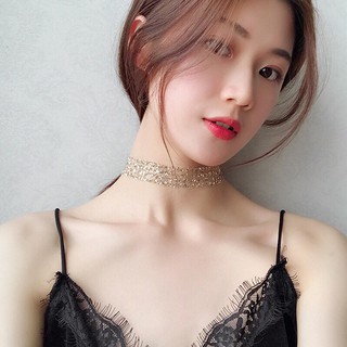 (Hàng Đẹp)Choker đính kim tuyến 2 màu phong cách Hàn quốc cực xinh