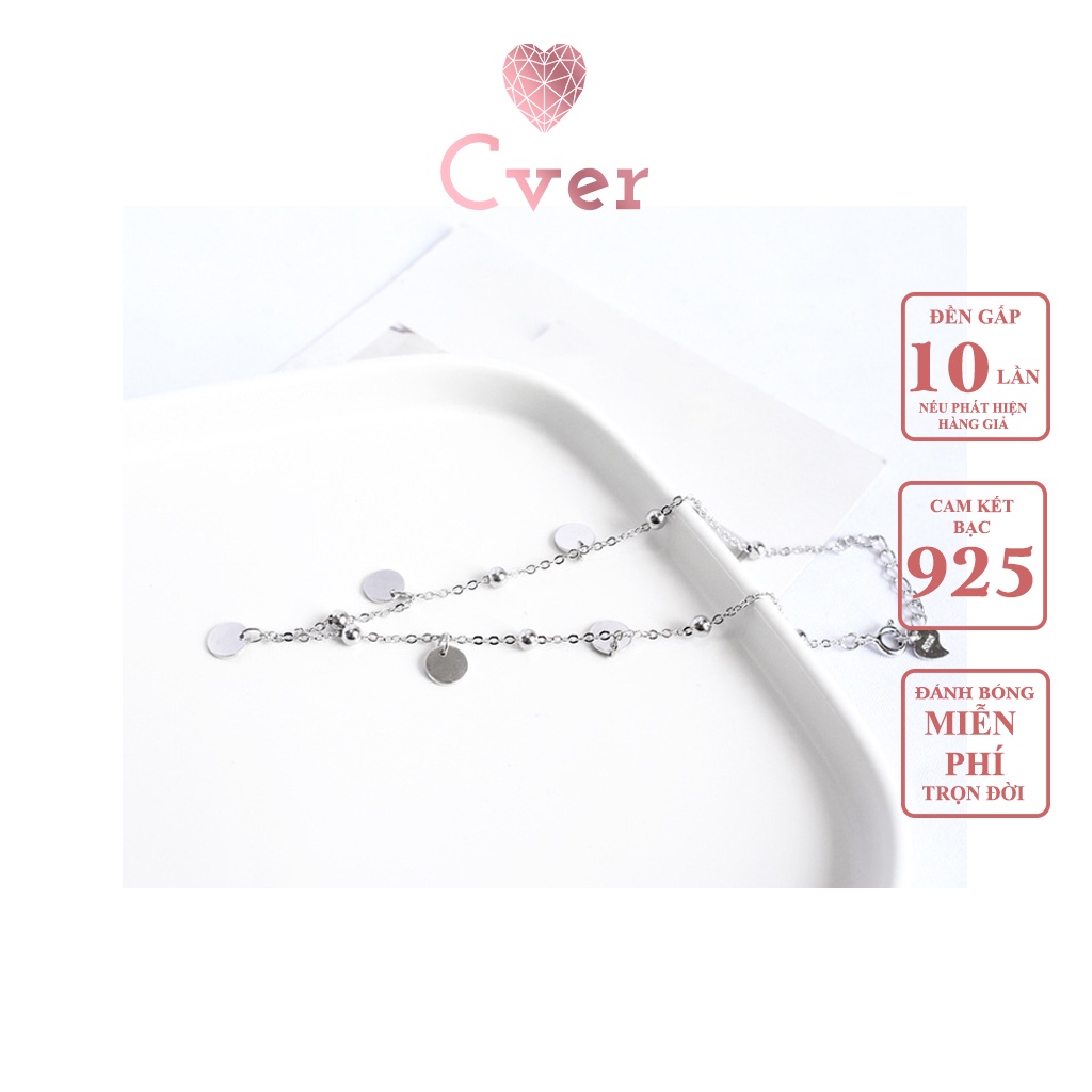 Lắc chân bạc Cver SilverS925 thiết kế mặt bạc tròn, tua rua xinh xắn LC-B89