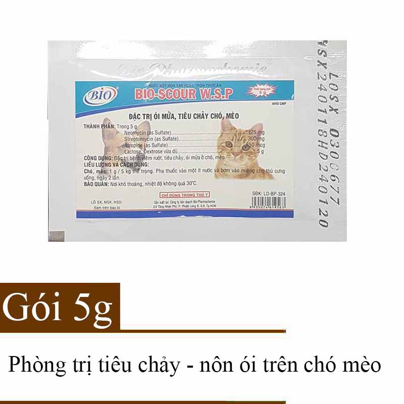 Bột hòa tan chữa tiêu chảy ói mửa cho chó mèo - Bio Scour 5 gam