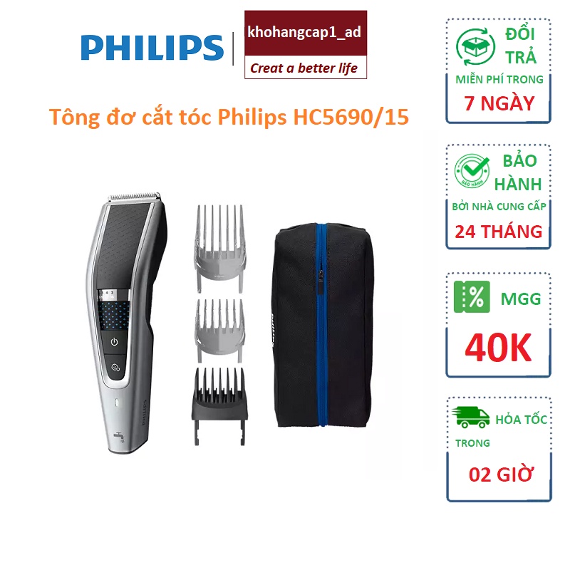 Tông đơ cắt tóc Philips điện không dây trẻ em và người lớn HC5690/15 - BH 24 Tháng - Khohangcap1_ad