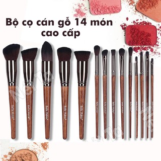 Bộ cọ trang điểm cán gỗ vân tự nhiên 14 món Belle Maker Star-to-Finish cao cấp cho mọi yêu cầu makeup chuyên nghiệp