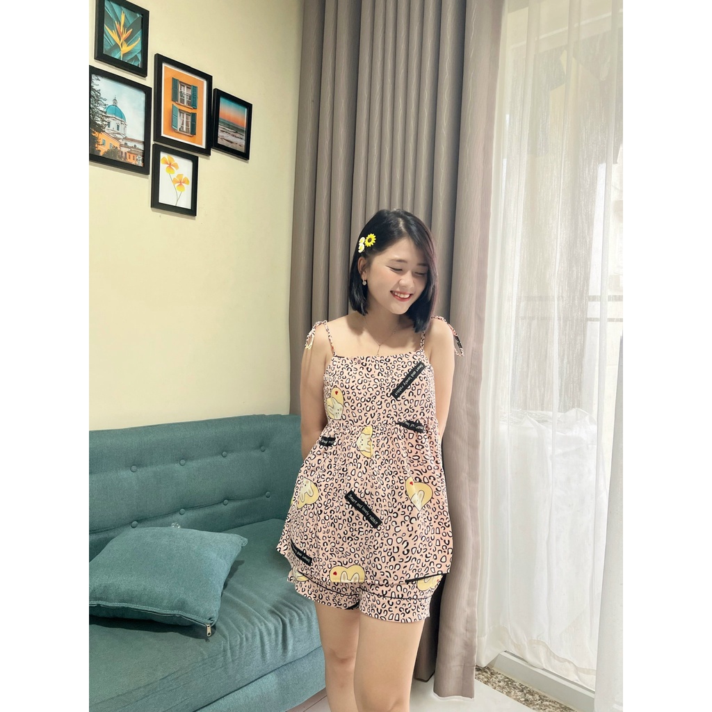 Đồ Bộ Pijama Lụa Mango Đùi dây cao cấp_TẶNG KÈM mút ngực