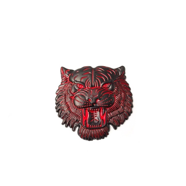 Tiger head đen đỏ - Sticker hình dán metal kim loại 3D