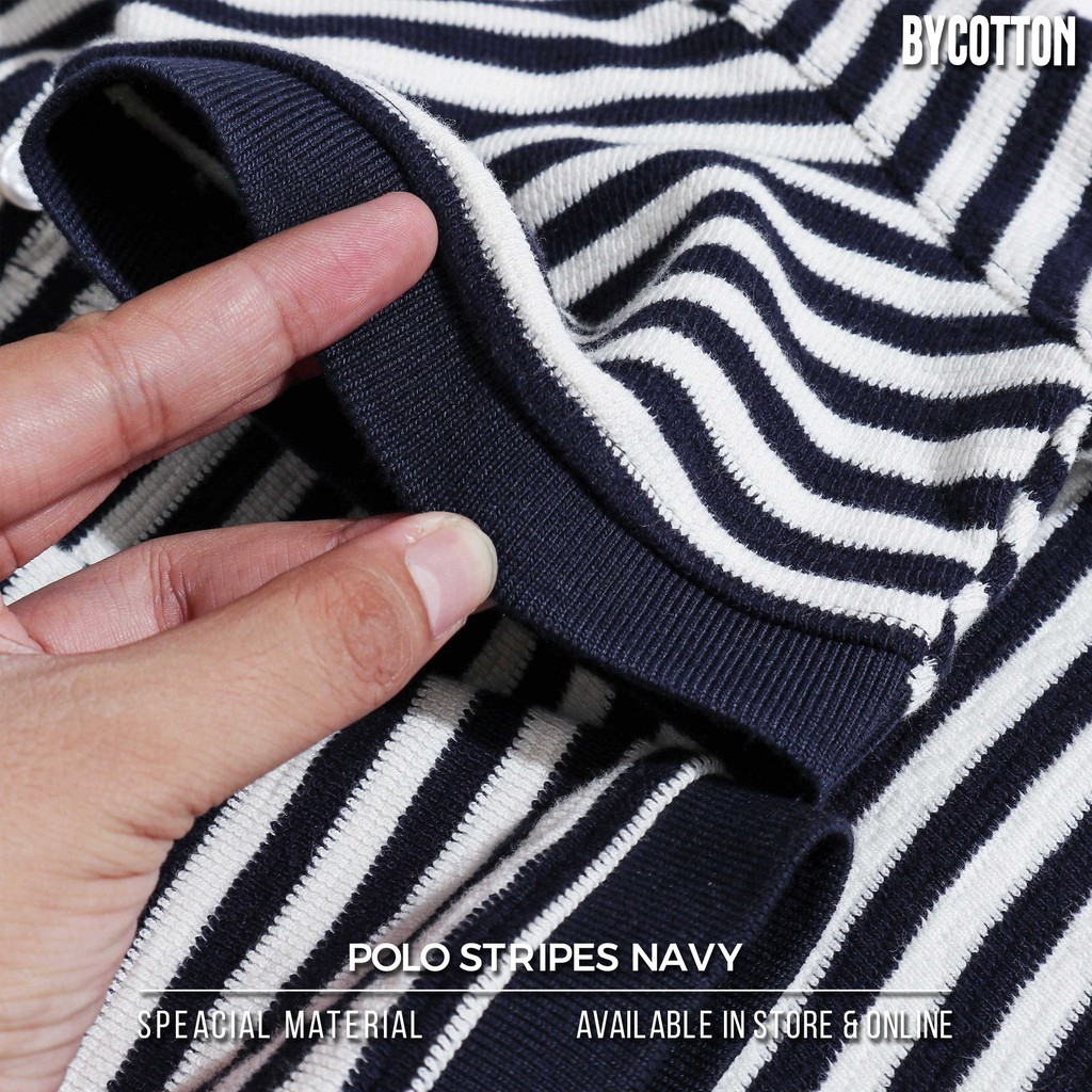 Áo Thun Polo Nam Cổ Bẻ Sọc Navy 2 BY COTTON Navy Stripe 2 Polo | BigBuy360 - bigbuy360.vn