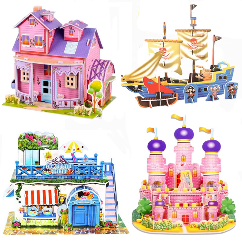 Đồ chơi mô hình lắp ghép nhà 3D bằng giấy xốp đồ chơi tuổi thơ cực thú vị