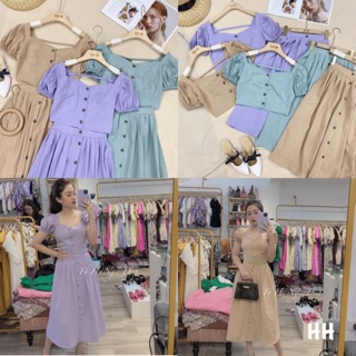 Set áo croptop chân váy xoè hot hit