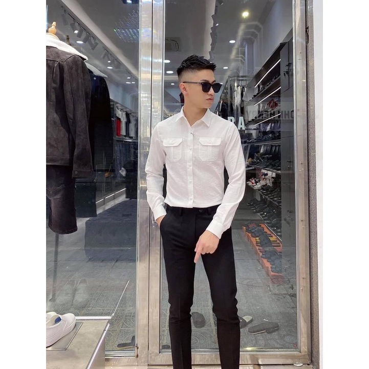 Sơ mi nam tay dài Santiano vải đũi túi hộp chất linen thoáng