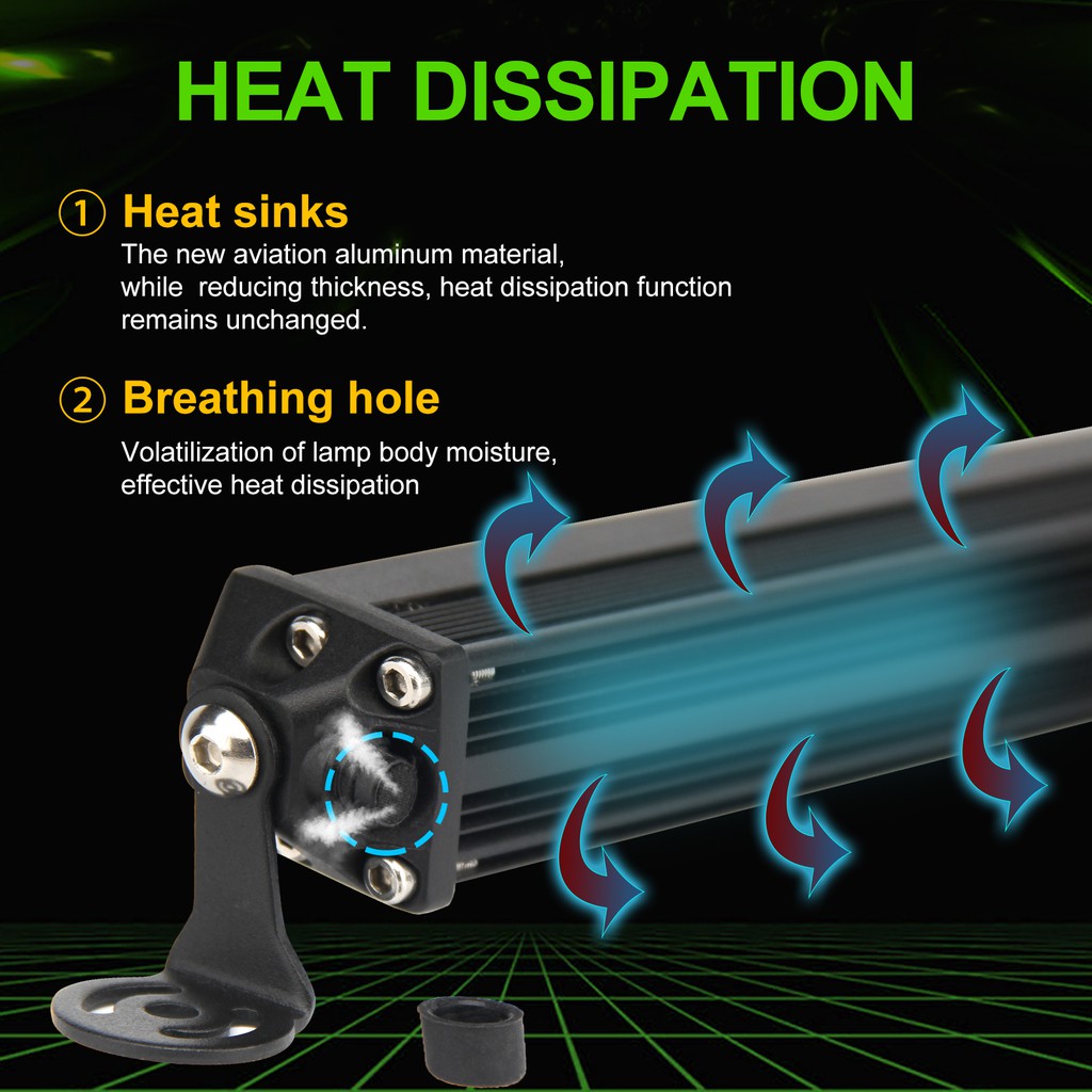 UNI-SHINE Dải đèn LED trợ sáng 10D siêu mỏng màu vàng 7/10/20 inch 4*4 tiện dụng cho xe tải/xe kéo/tàu thuyền 4WD ATV 9610B-Y