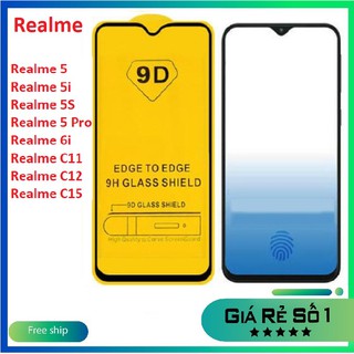 Kính cường lực full màn hình Realme C21Y C25Y Realme 5/ 5S/ 5i/ 5 Pro/ Realme 6i/ Realme C11/ C12/ C15 tặng phụ kiện dán