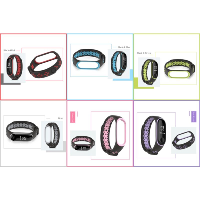 Dây đeo miband Mijobs thể thao phối màu Xiaomi Miband 3 Xiaomi Miband 4