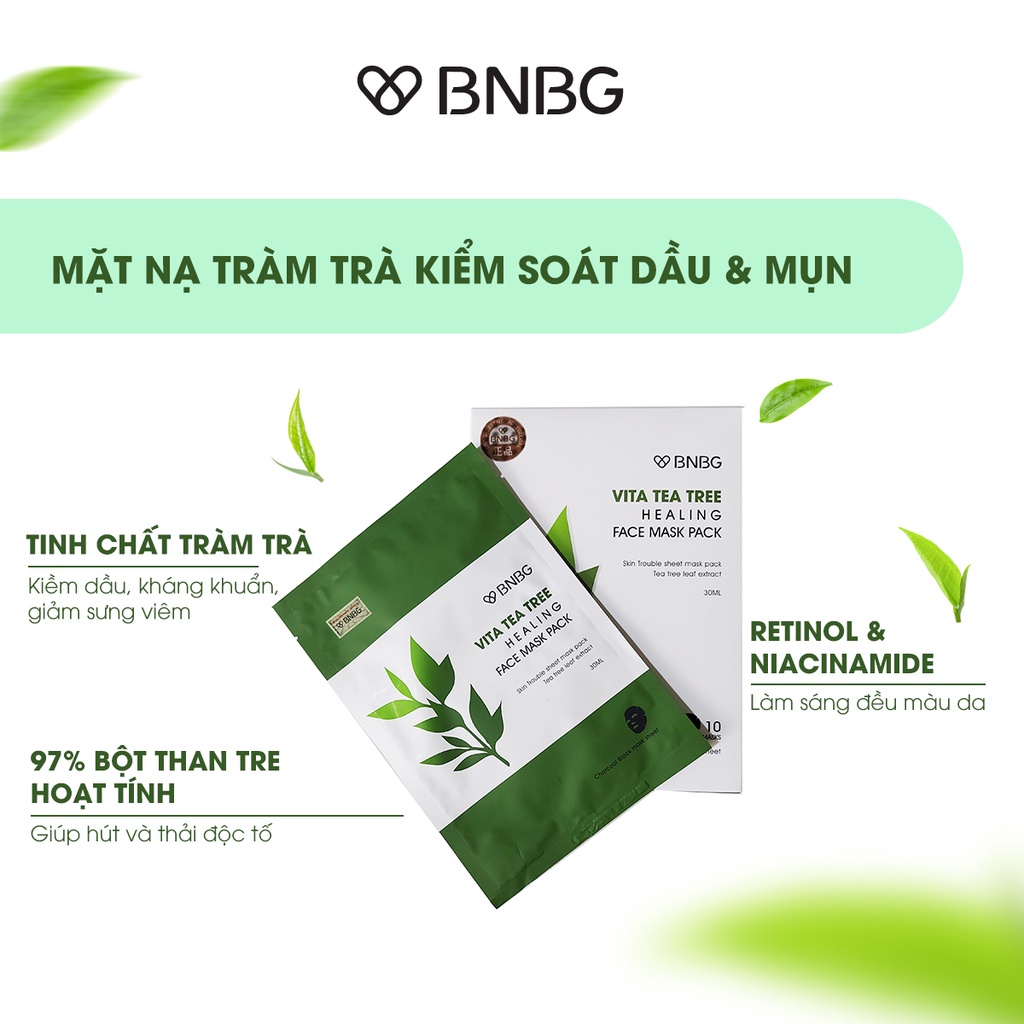 Hộp 10 Mặt Nạ Giấy BNBG Đủ Loại Dưỡng Da Chuyên Sâu 30ml